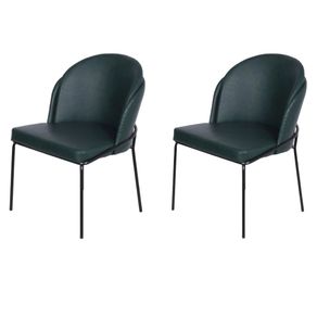 Kit 2 Cadeiras Denali Nevada Or Design Revestimento em Tecido Verde Base Aco Pintado Preto